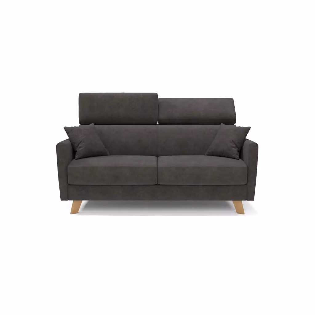 Divano letto matrimoniale Francy Divani.Store in tessuto impermeabile e smacchiabile con poggiatesta regolabile, colore antracite, L/P/H: 180 x 140 x 197 cm – 2