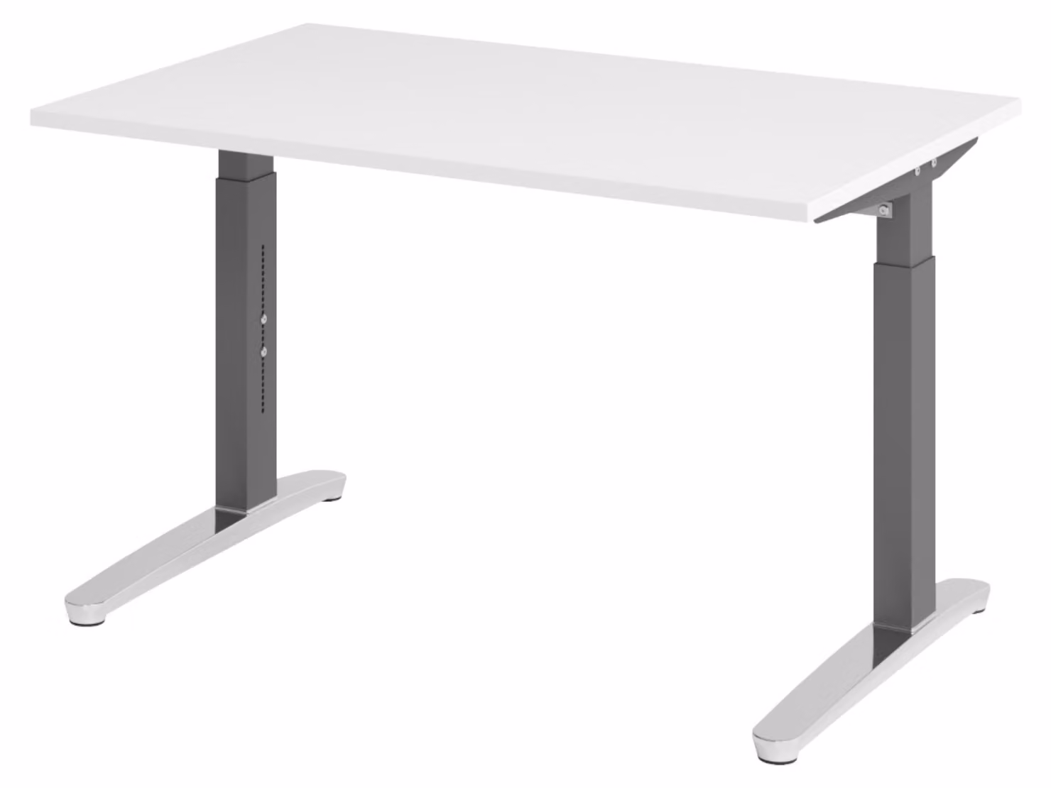 Scrivania bümö serie XB - Decorazione: bianco, dimensioni: 120 x 80 cm, struttura: grafite/alluminio lucido