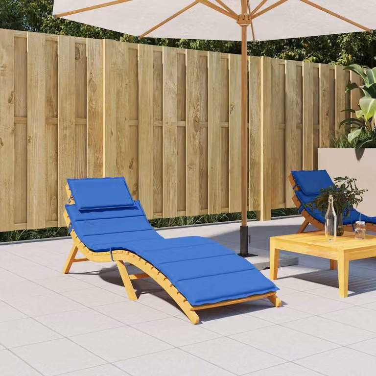 vidaXL Cuscino per Lettino Blu Reale L: 186 cm, P: 58 cm, H: 4 cm in Tessuto Oxford e Schiuma Traspirante e Idrorepellente