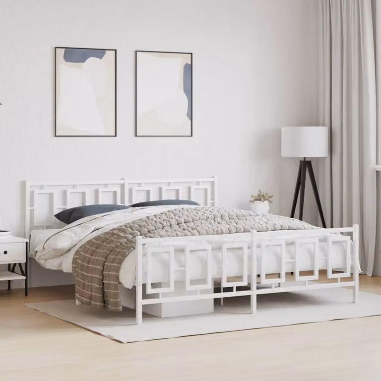 vidaXL Giroletto con Testiera e Pediera in Metallo Bianco 180x200 cm