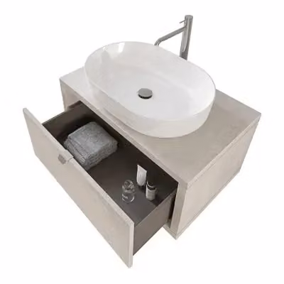 Mobile bagno sospeso INBAGNO grigio opaco con ante soft-close e illuminazione LED Larghezza: 80 cm – 2