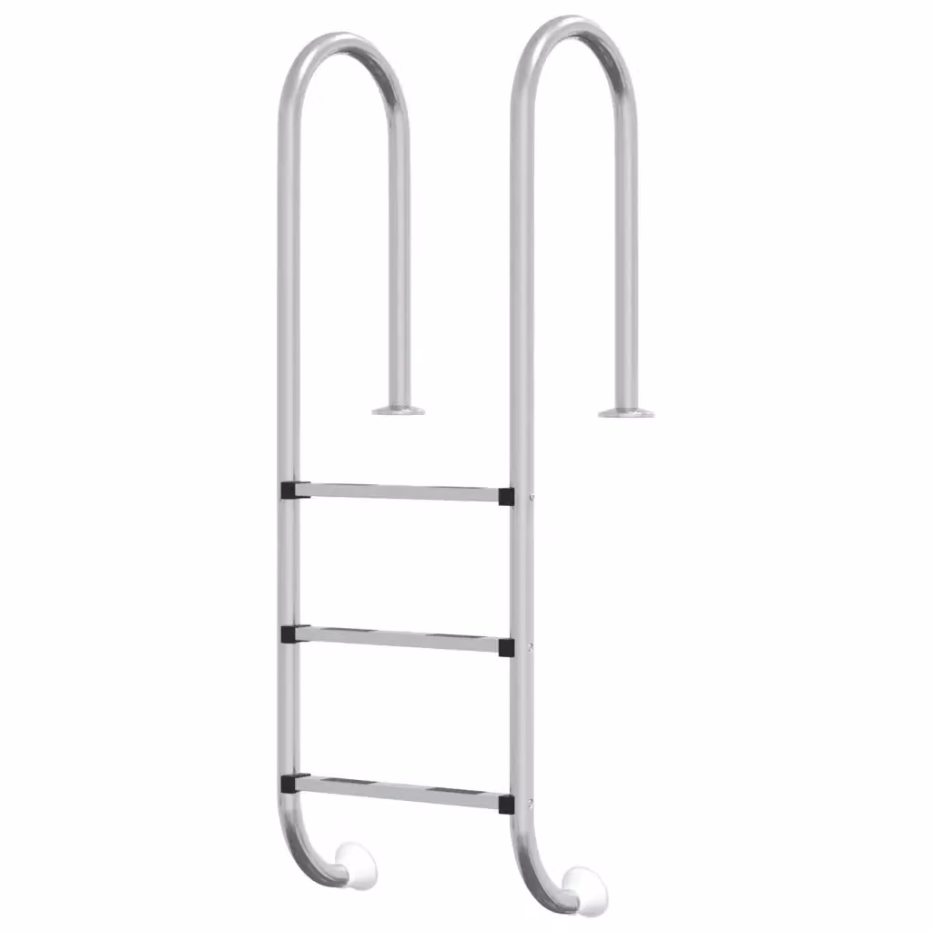 vidaXL Scala per Piscina in Acciaio Inox 304 Color Argento L/P/H: 54 x 38 x 158 cm – 2
