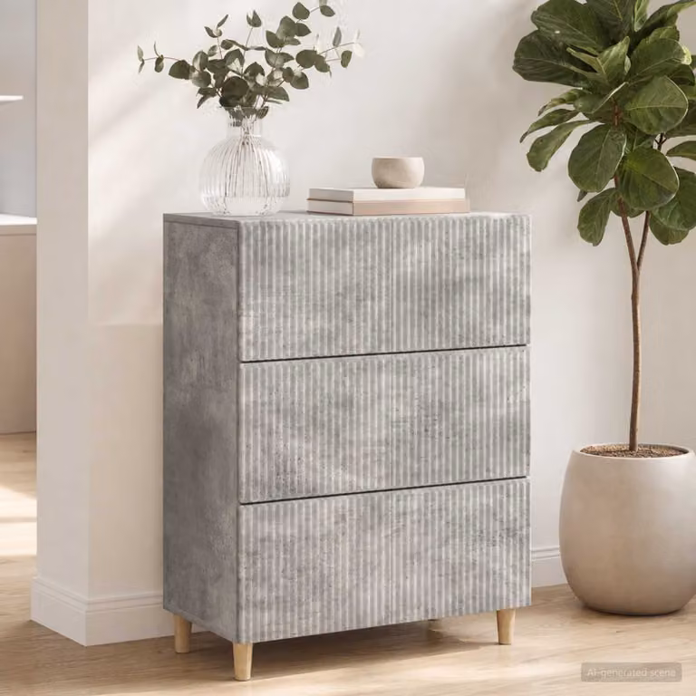 Carrello mobile con cassetti vidaXL in legno MDF grigio, L 66 cm x P 34,5 cm x H 90 cm