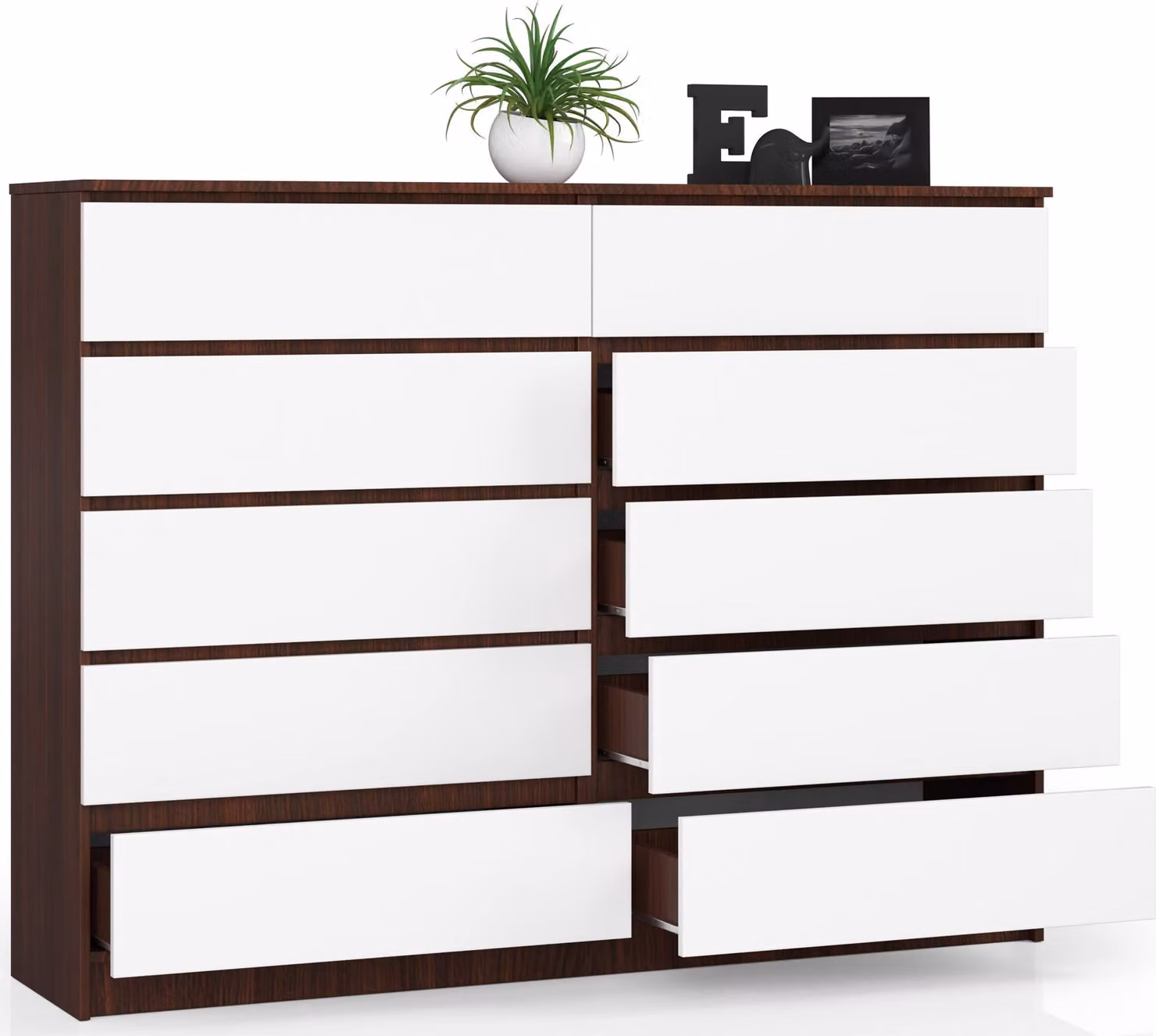 Cassettiera BDW, 10 cassetti, tanto spazio per riporre le cose, soggiorno, Venga / bianco