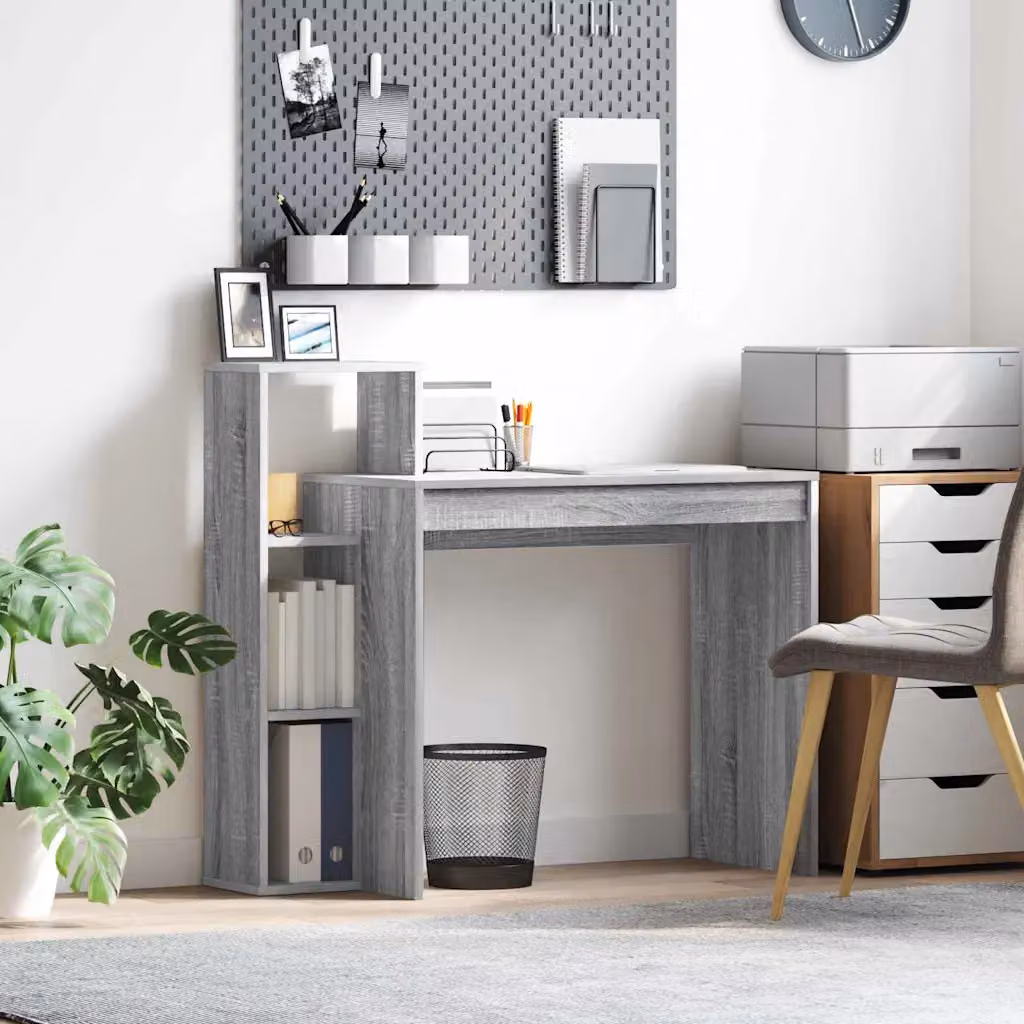 Scrivania moderna vidaXL in legno ingegnerizzato grigio L: 100 cm, P: 40 cm, H: 90 cm
