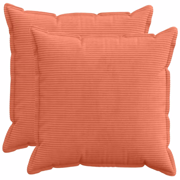 Set di 2 federe vidaXL HOUTEN in velluto a coste, colore rosso arancio, L 60 x P 60 cm
