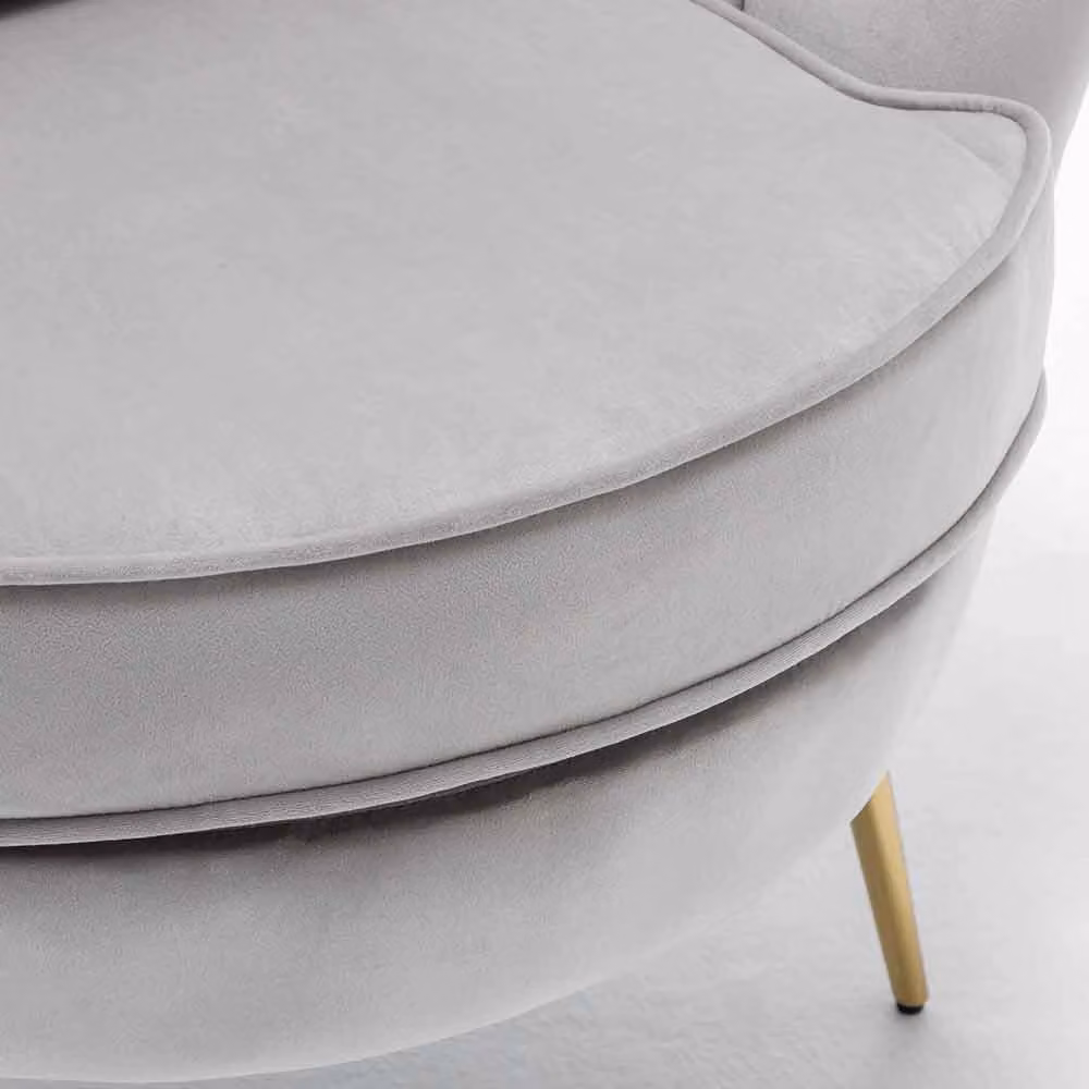 Poltrona Relax Bakaji in Velluto Grigio con Struttura in Legno e Metallo Oro Design Moderno – 2