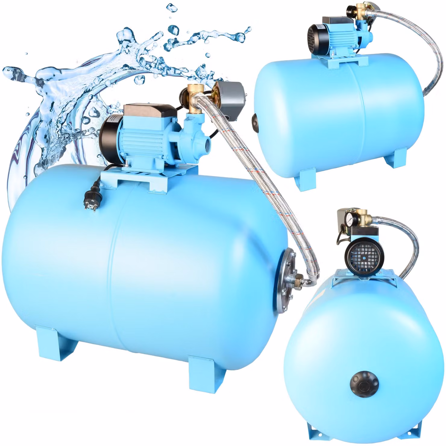 Acquedotto domestico QB 60 - Pompa dell'acqua (2100l/h, 370W, prevalenza 39m) - Serbatoio di pressione da 100L - Pompa dell'acqua domestica automatica con pressostato manometro - 100 litri