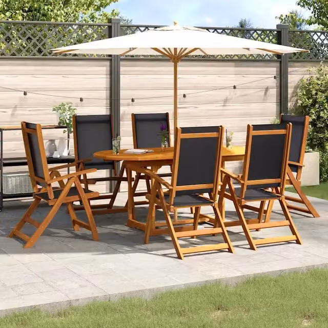 Set Pranzo da Giardino 7pz Legno Massello di Acacia e Textilene 3279267