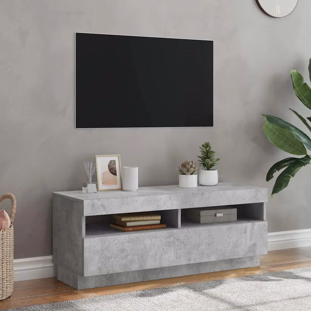 vidaXL Mobile Porta TV Moderno con Luci LED Integrate Grigio, L 100 cm x P 35 cm x H 40 cm