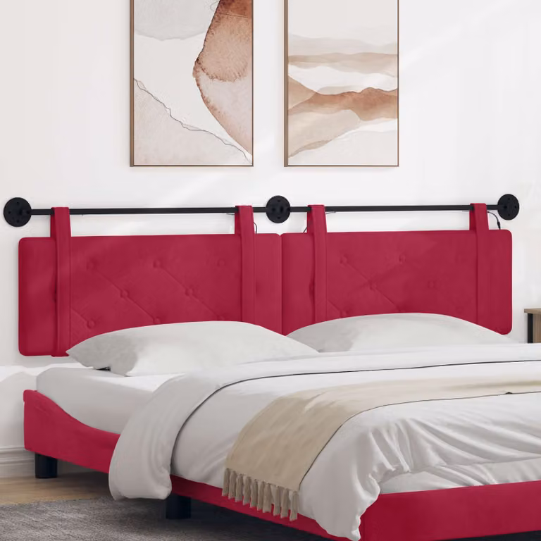 Testiera sospesa vidaXL in velluto rosso con luce LED integrata