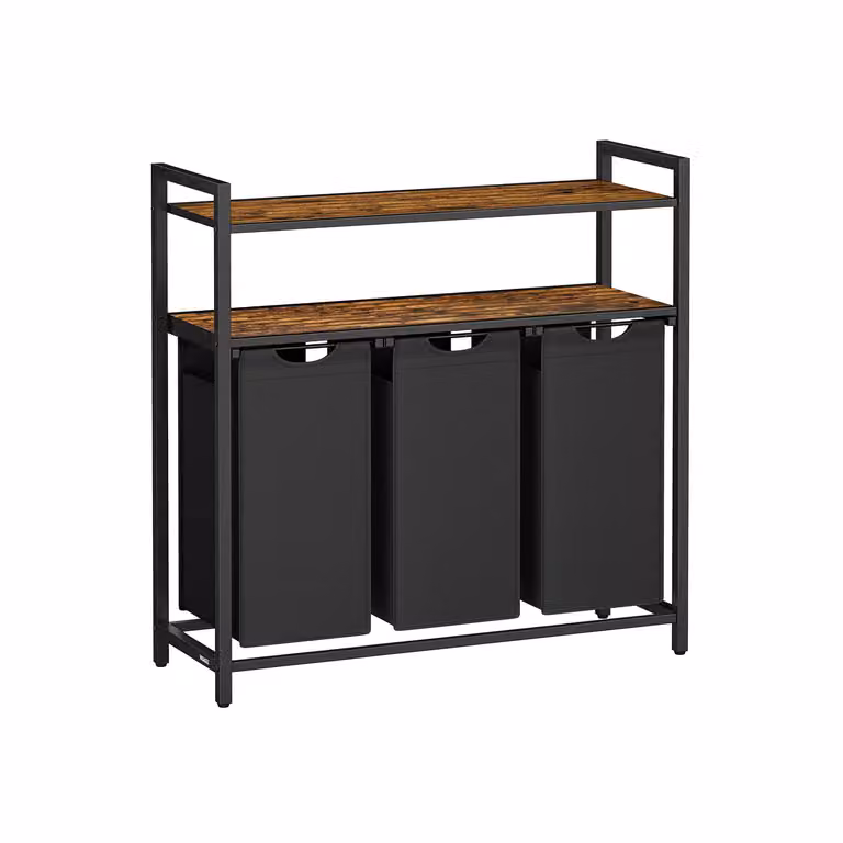 Cesto Portabiancheria, Marrone Vintage + Nero / 120L
