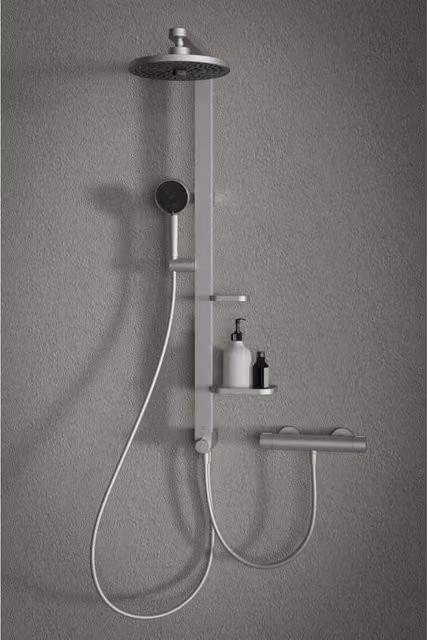 Colonna doccia rigida Ideal Standard con doccino e deviatore in alluminio argento cromato