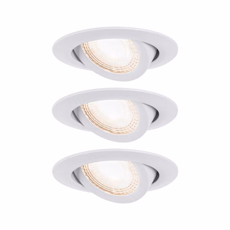 Paulmann, faretti orientabili da incasso, 1 lampadina, LED, 4,8 W, 3000 K, bianco
