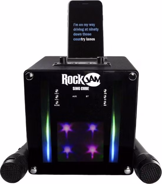 Impianto Karaoke RockJam con 2 Microfoni e Connessione Bluetooth, Nero