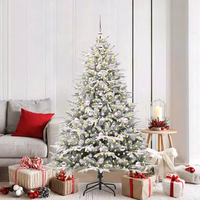Albero di Natale Artificiale Pre-illuminato con LED Warm White e Set di Palline Verde vidaXL