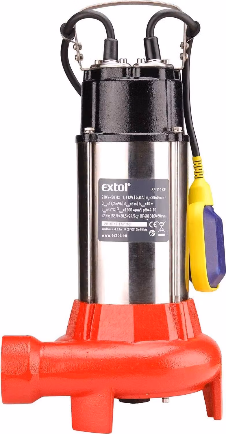 EXTOL PREMIUM pompa sommergibile per fanghi con fresa, 1100W, 16200l/h=270l/min