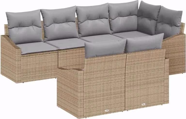 Set di divani con cuscino 7 pcs Beige polyrattan