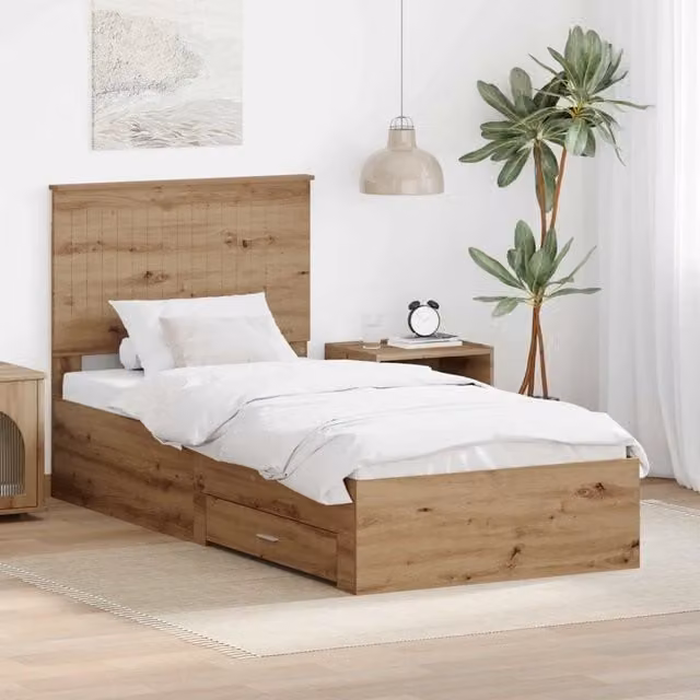 Struttura del letto con cassetto Rovere artigianale 90 x 190 cm 3411367