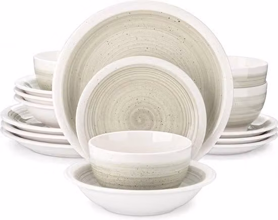 Set da tavola in ceramica 16 pezzi beige per 4 persone