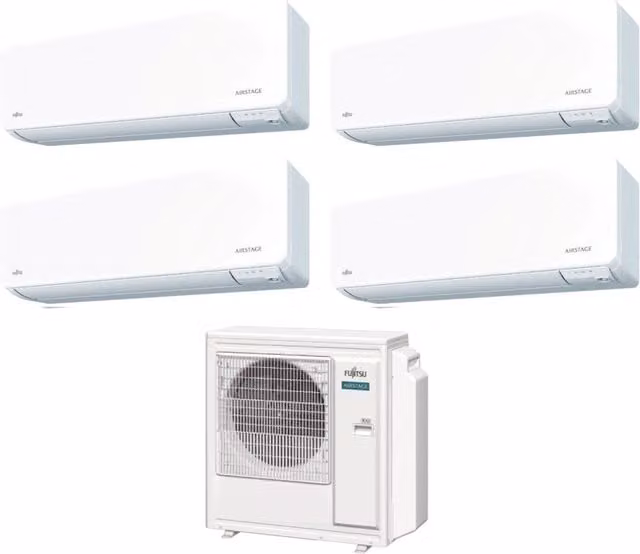 Climatizzatore Condizionatore Fujitsu Quadri Split Inverter Serie KG AIRSTAGE 7000+7000+12000+12000 con Wi-Fi Integrato Bianco