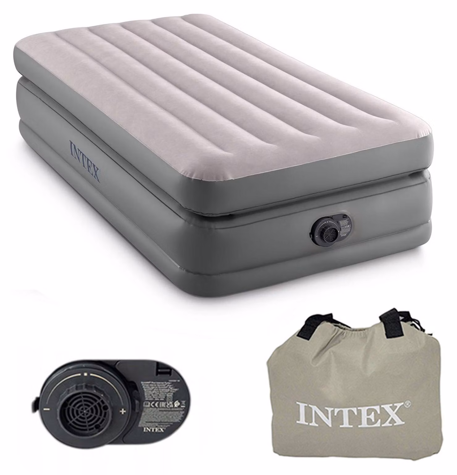 Materasso gonfiabile singolo, 191x99x51 cm, con pompa elettrica integrata, marca INTEX, modello 64162