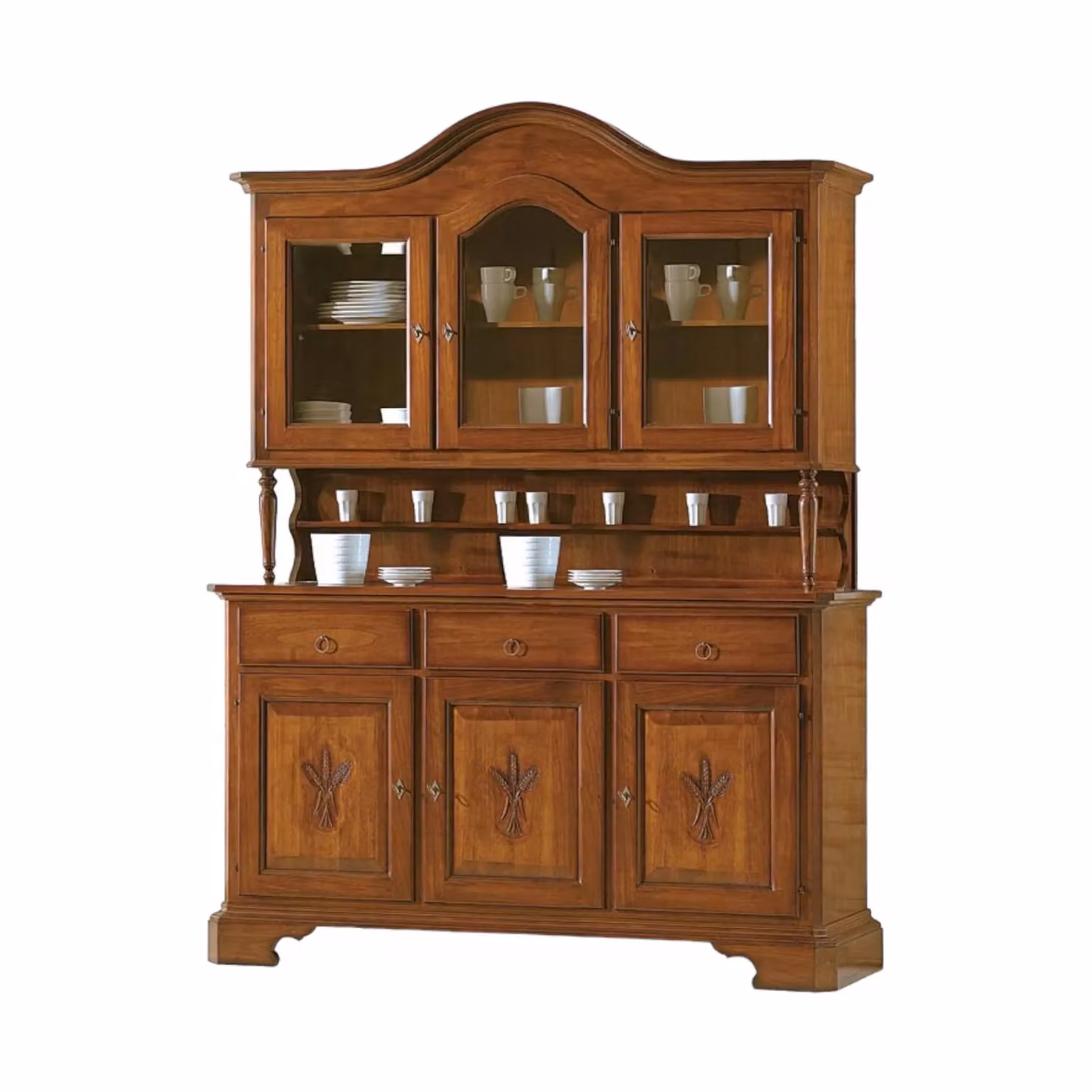 Cristalliera classica con 3 porte e ante in vetro Mobili 2G colore marrone L: 163 cm, P: 49 cm, H: 228 cm – 2