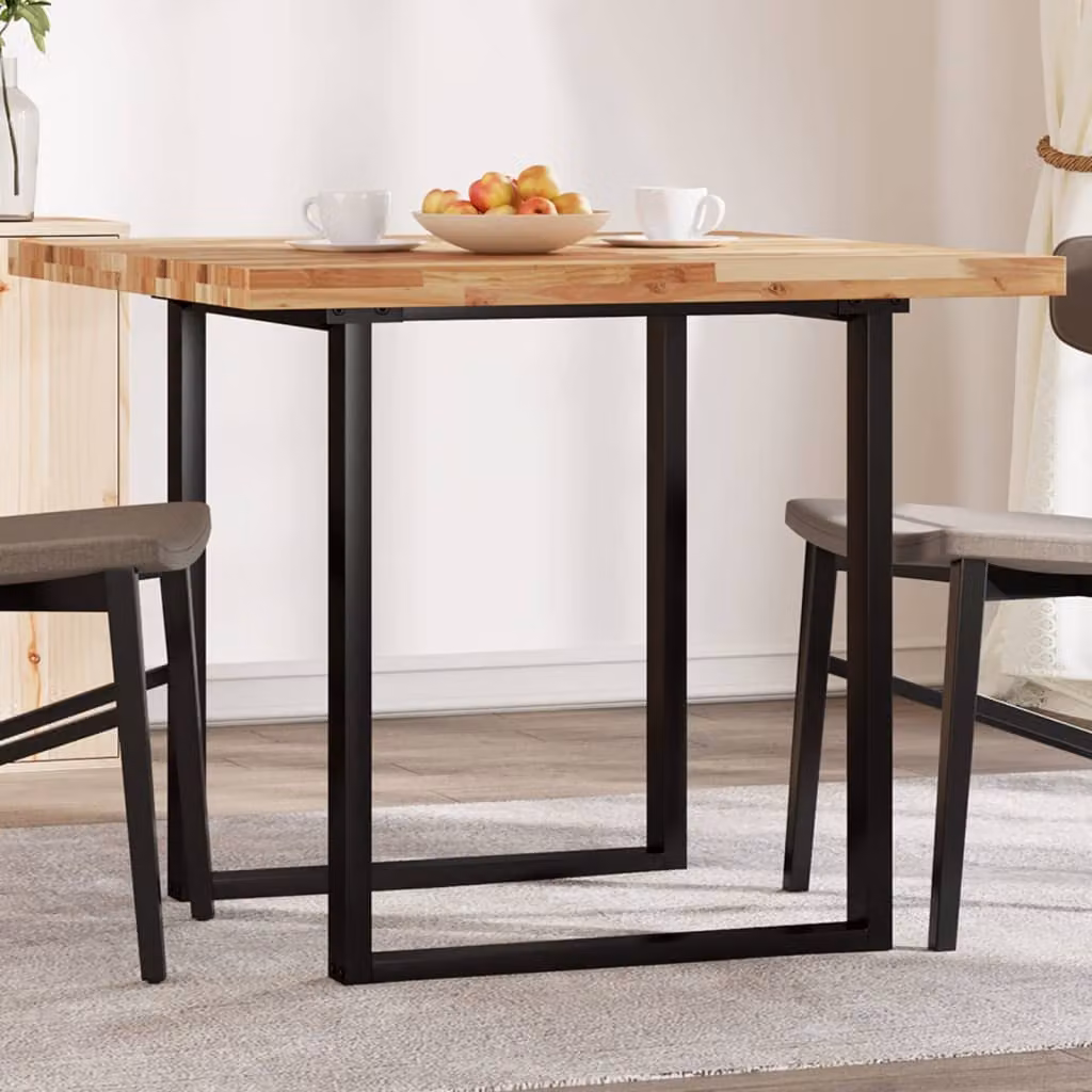 Piano Tavolo Quadrato vidaXL in Legno Massello di Acacia Oliato, Marrone, L 90 x P 90 x H 4 cm
