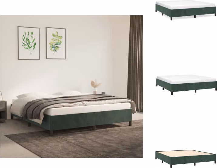 vidaXL Struttura letto verde scuro 160x200 cm in velluto - Letti e strutture letto