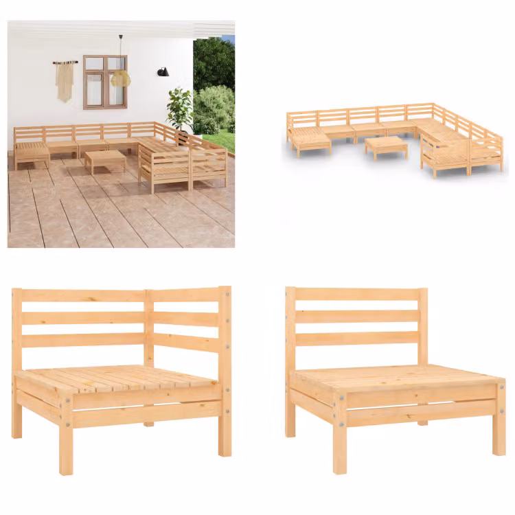vidaXL 12 pezzi set salotto da giardino pino massiccio - Set di mobili da giardino - Set di mobili da giardino - Set di mobili da giardino - Set di mobili da giardino