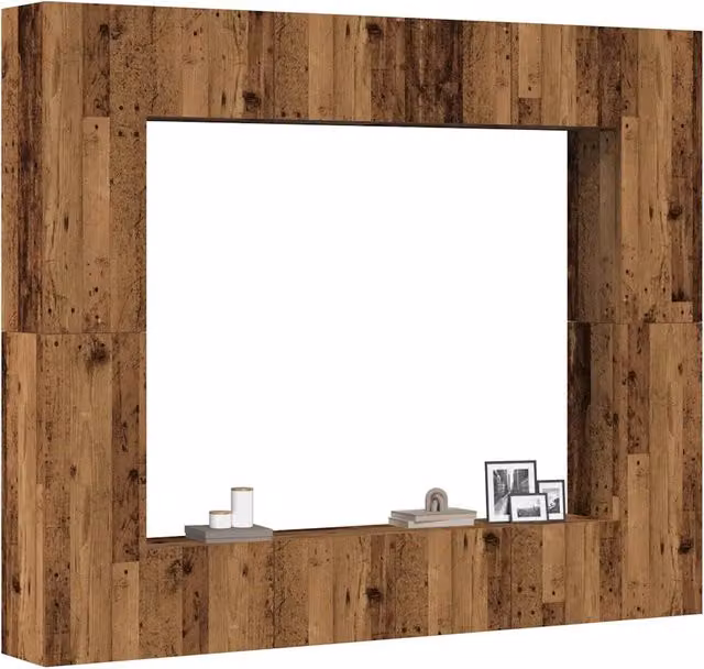 Set Mobile TV 8 pz Montato a Parete Legno Antico in Truciolato 3328953