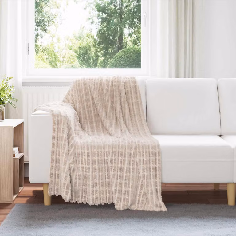 Coperta in pile vidaXL beige, morbida e facile da curare, L: 150 cm x P: 130 cm