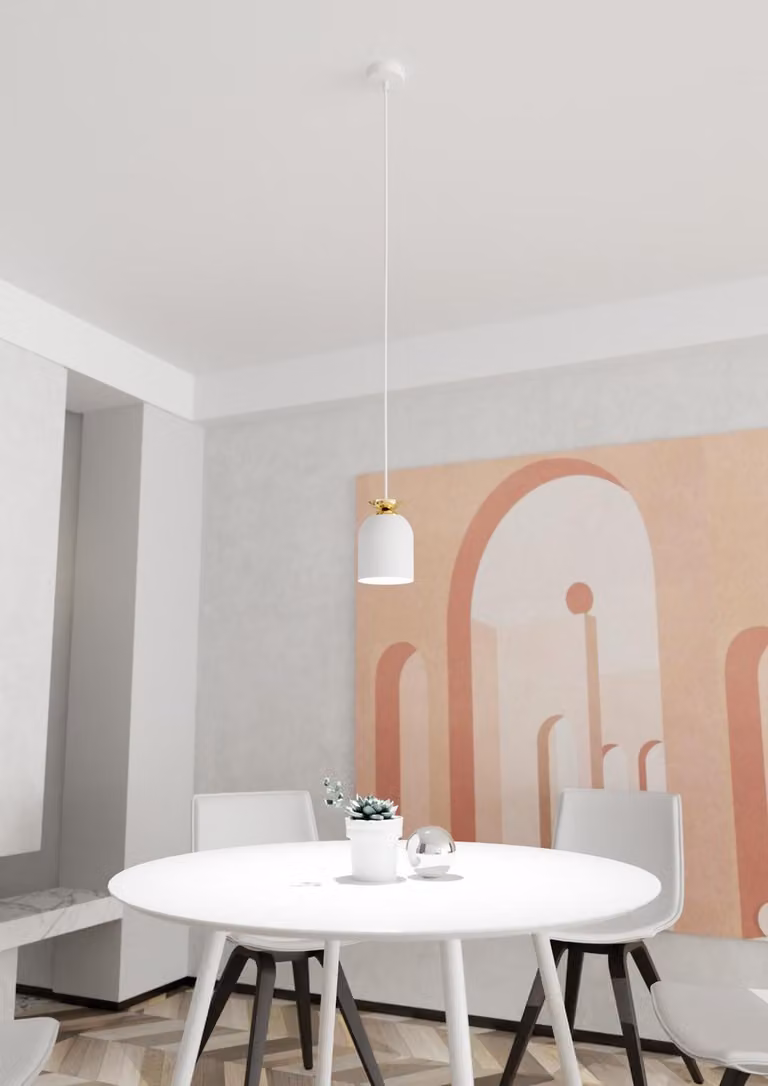 Lampada a sospensione TARGET bianco-oro 1xE27x20W in metallo, dimensioni: 140x11x11 cm, IP20, Emibig