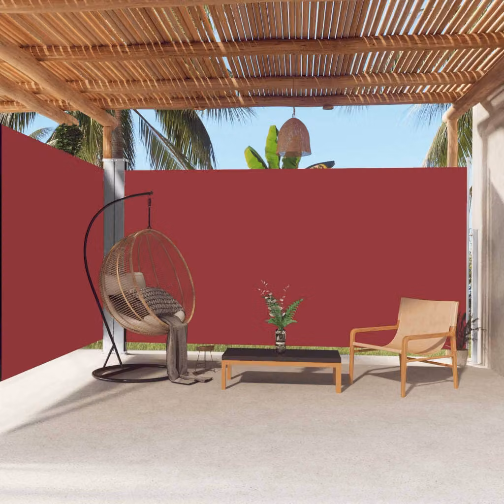 The Living Store Tenda laterale estensibile rossa 200x600 cm