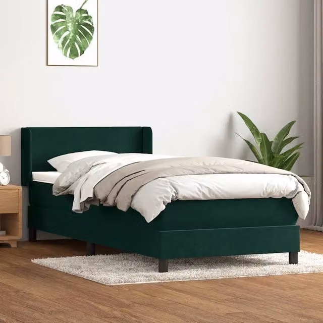 Giroletto a Molle con Materasso Verde Scuro 80x220 cm Velluto 3317970