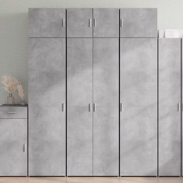 Armadietto da parete vidaXL in legno multistrato grigio opaco per bagno, L: 70 cm, P: 42,5 cm, H: 225 cm