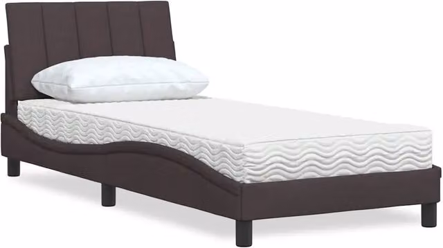 Letto con Materasso Hanko Marrone Scuro 80x200 cm in Tessuto 3310492