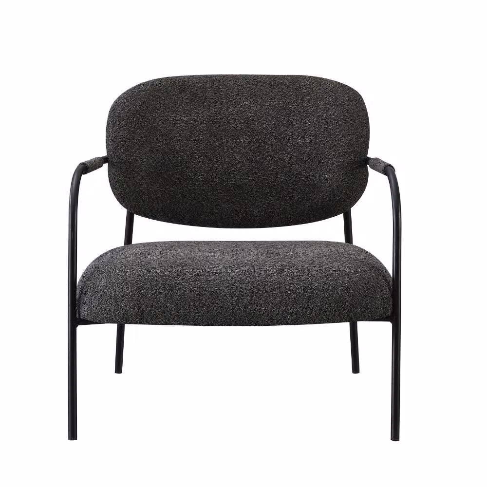 Poltrona moderna in tessuto teddy con struttura in metallo nero e colore grigio scuro – 2