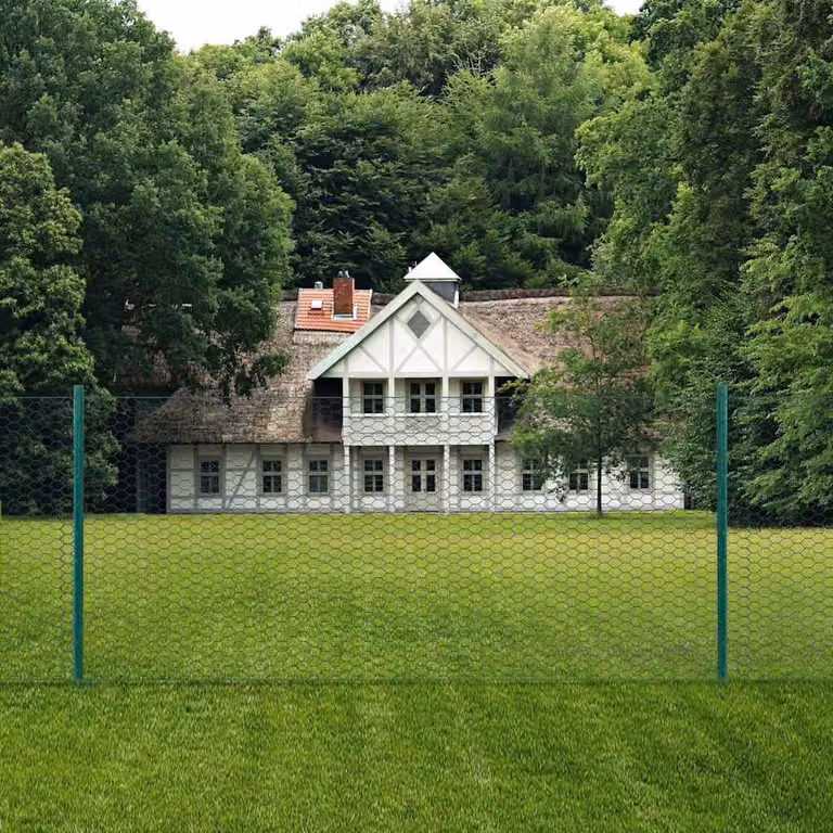 vidaXL Rete per Recinzione con Pali in Acciaio 25x0,5 m Verde