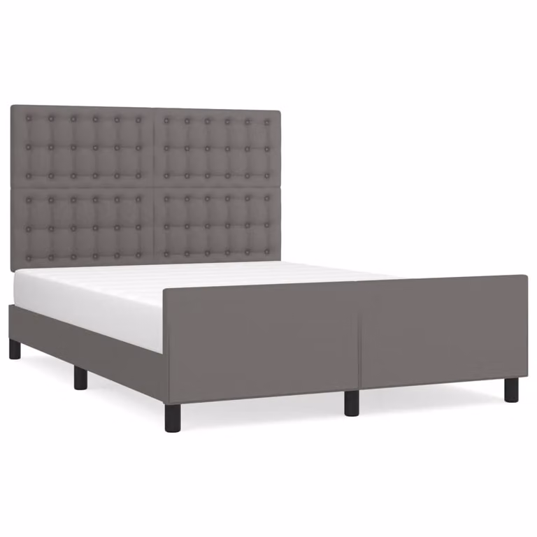 Giroletto con Testiera Grigio 140x200 cm in Pelle finta