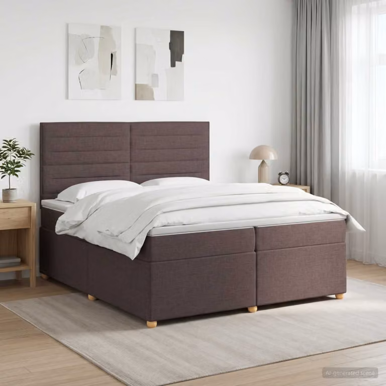 Letto box spring ibrido vidaXL con materasso a molle insacchettate Marrone e Bianco L/P: 200 x 200 cm