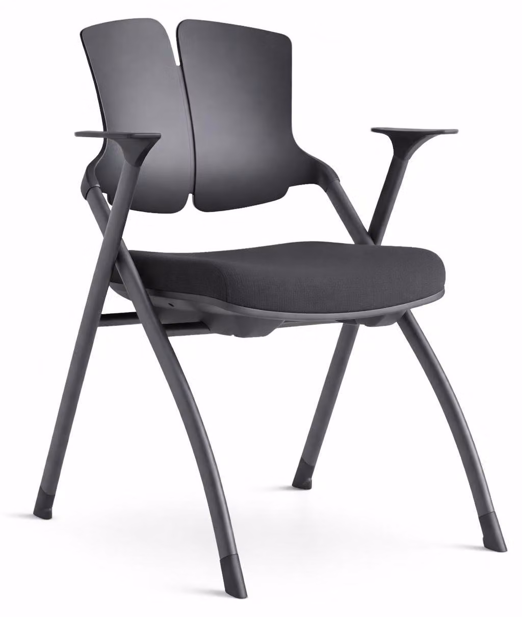 Sedia ergonomica da seminario con schienale e braccioli neri