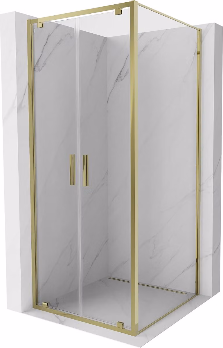 Mexen Exo cabina doccia a battente 90 x 90 cm, trasparente, oro - 8182-090-090-50-00