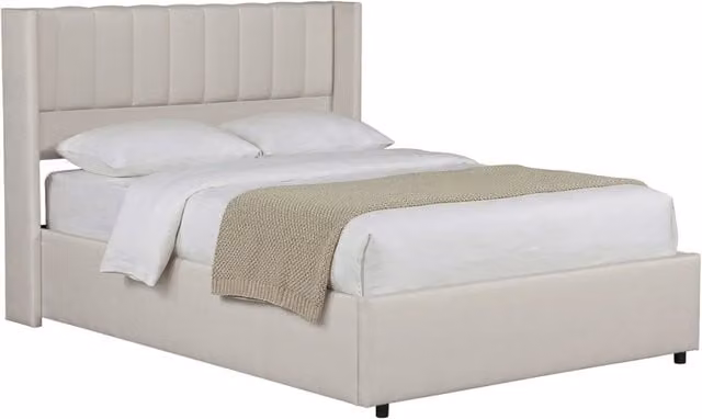 Letto matrimoniale in tessuto con contenitore "Saint-Moritz" - 140 x 190 cm - Grigio