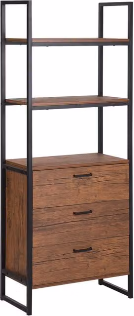 Libreria con Cassetti Legno Scuro Cornice Nera 158 x 61 cm Industrial