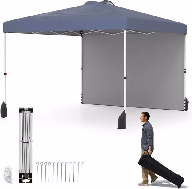 Tenda da patio pieghevole per eventi con borsa con ruote Grigio/Argento L: 300 cm, P: 300 cm, H: 286 cm – 1