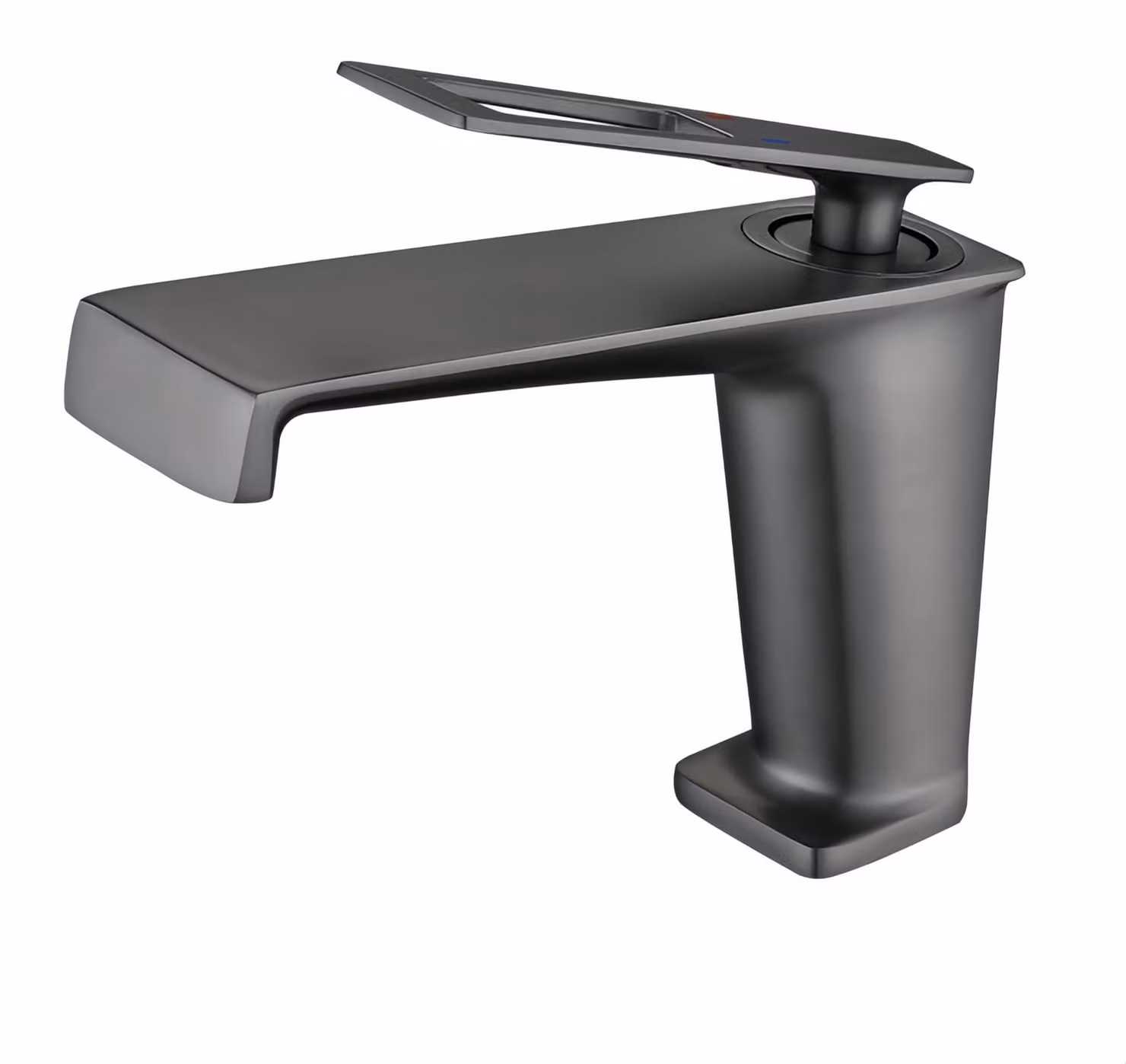 Rubinetto monocomando, design a cascata, ottone, grigio, modello compatto