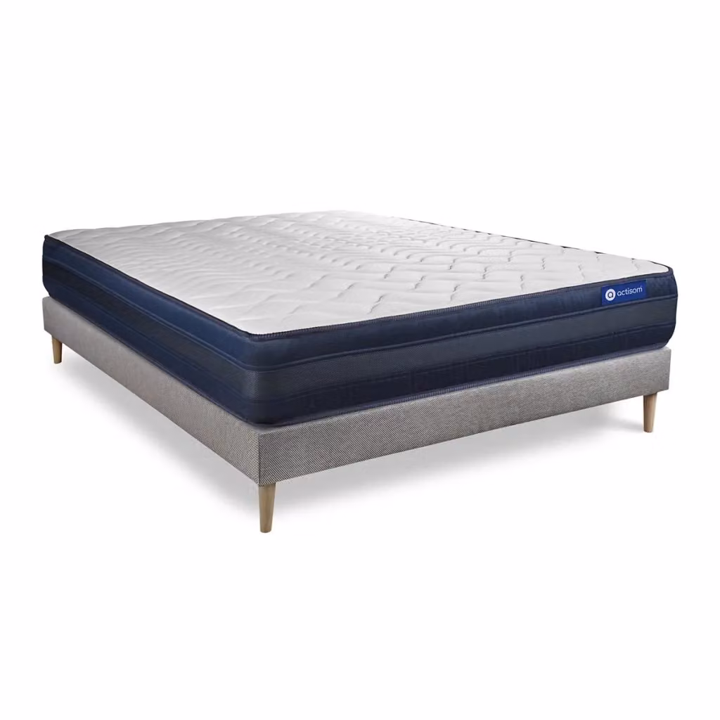 Kit rete e materasso matrimoniale Actisom Actilatex Tech in lattice e memory foam bianco L 140 cm x P 220 cm, spessore 24 cm – 2