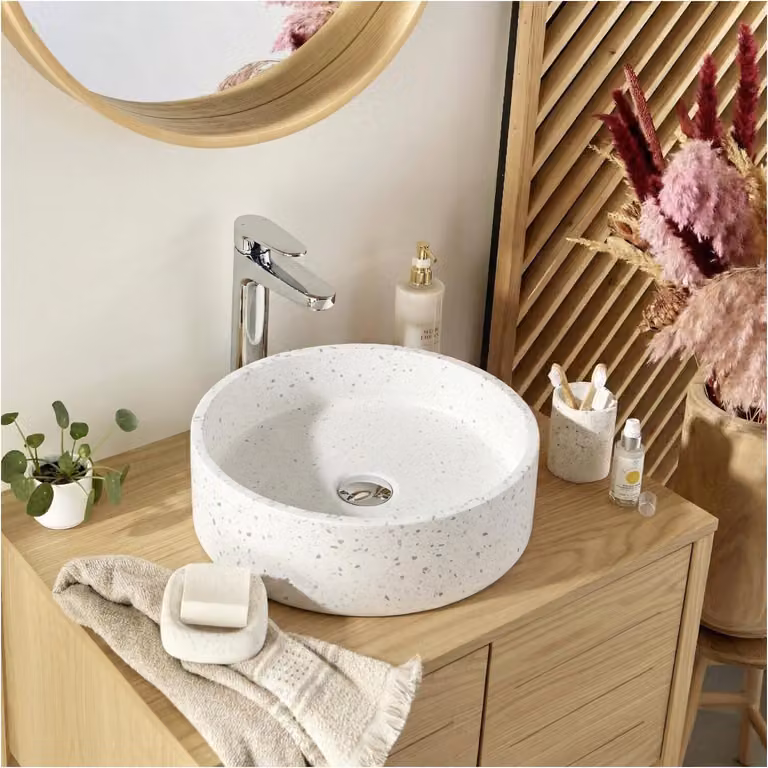 Lavabo da appoggio rotondo in terrazzo 38cm