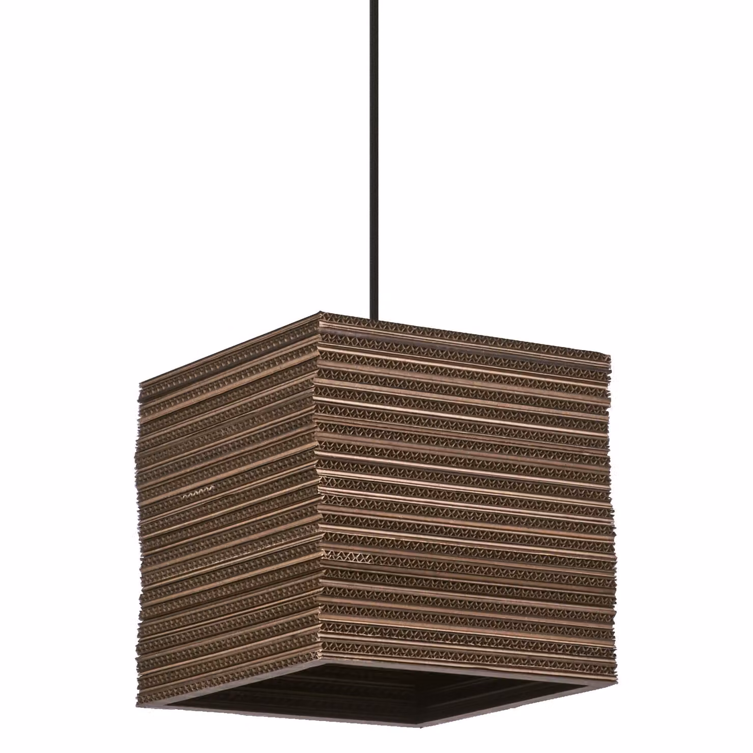 LEDVANCE Decor Cardboard Square lampada a sospensione marrone in cartone ondulato, leggera, E27, diametro 250 mm, paralume in materiale riciclato, sostenibile grazie alla sorgente luminosa sostituibile, facile installazione